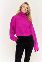 Load image into Gallery viewer, Mock neck wide sleeves top - Fuchsia
