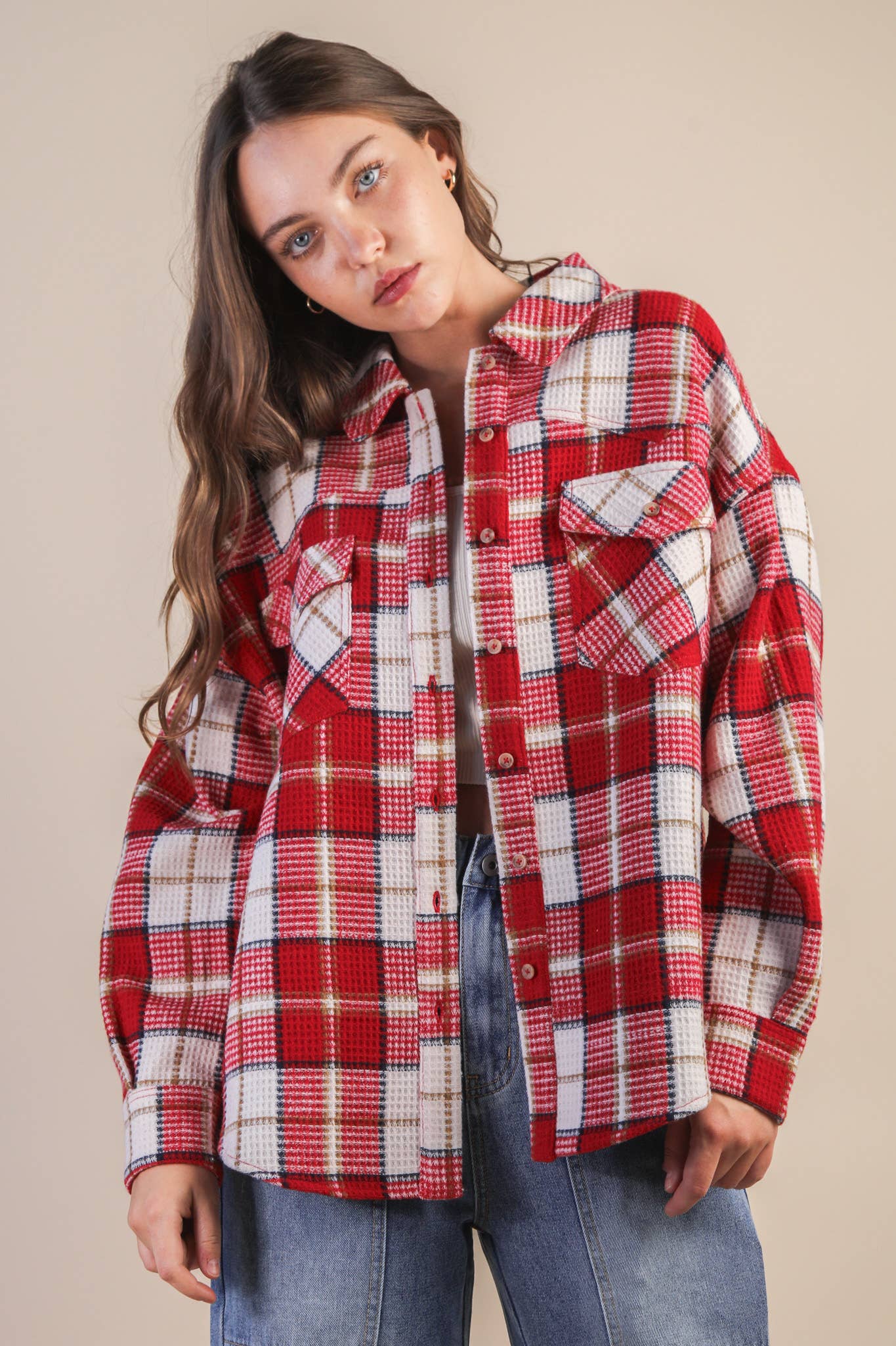 Jenna Oversized Checkered Casual Flannel Shacket