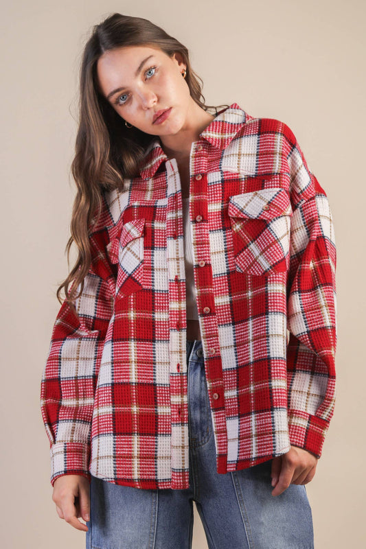 Jenna Oversized Checkered Casual Flannel Shacket