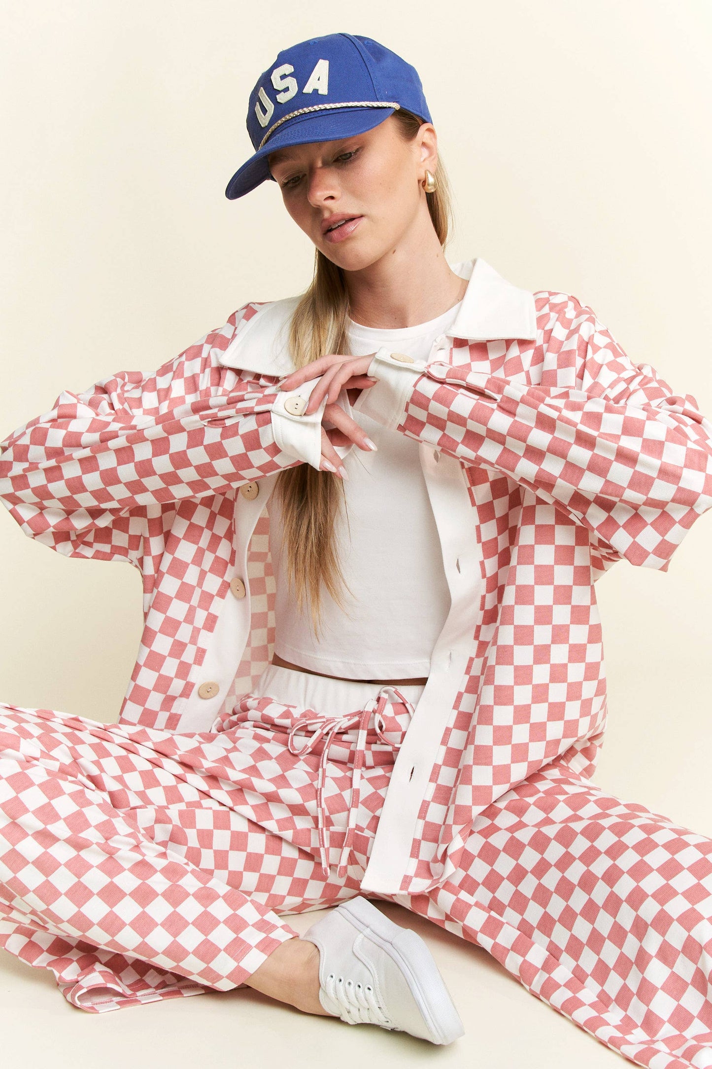 CHECKERED PRINT STRAIGHT LEG BOXER PANTS