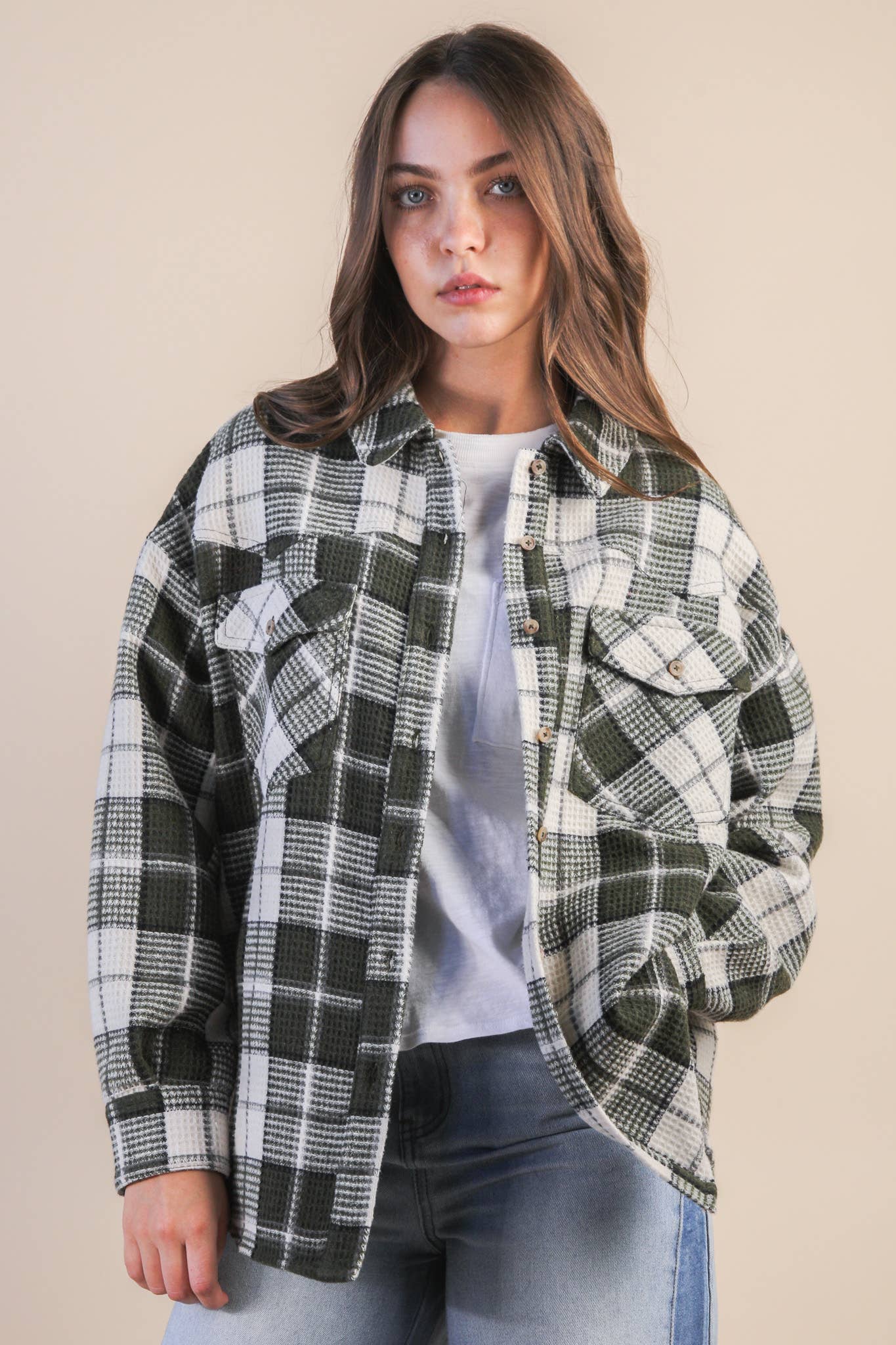 Jenna Oversized Checkered Casual Flannel Shacket