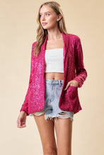 Load image into Gallery viewer, OPEN FRONT SEQUIN BLAZER W/ FRONT POCKET
