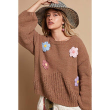 Load image into Gallery viewer, Celeste Balloon Sleeve Floral Patches Sweater
