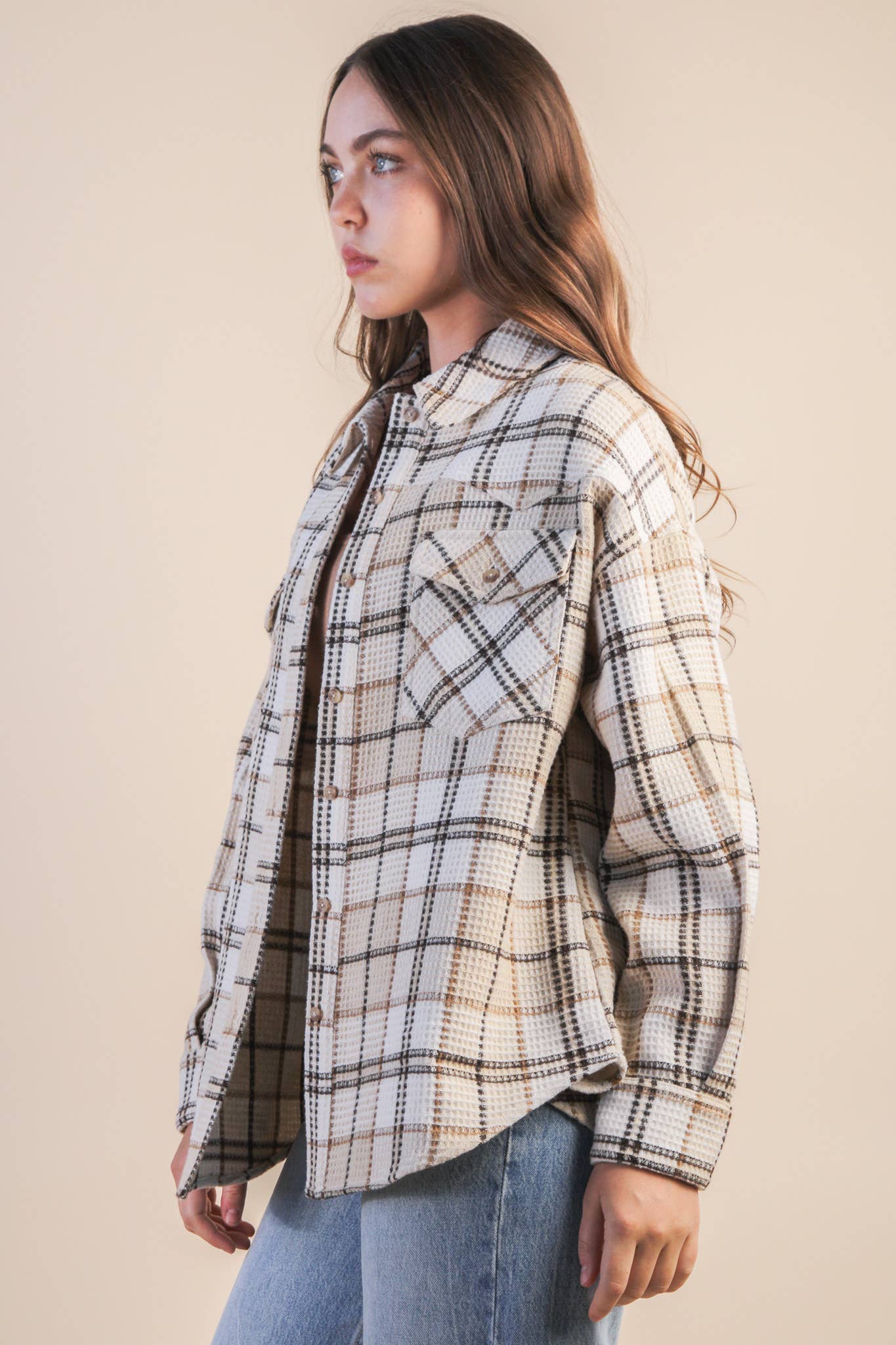 Jenna Oversized Checkered Casual Flannel Shacket