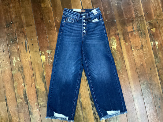 JB Johnnie Button Fly Crop Wide Leg Denim