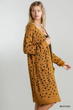 Load image into Gallery viewer, Dalmatian Hand Stamped Long Cardigan in Mustard
