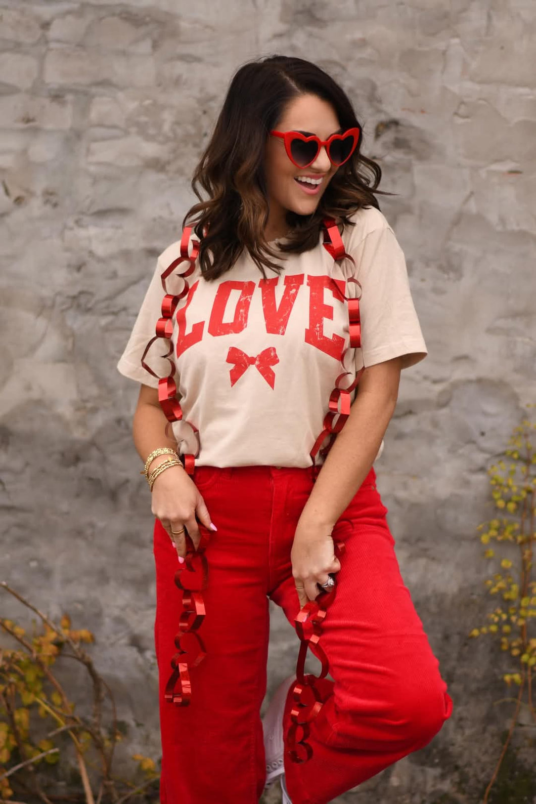 SS Distressed Love Bow Tee