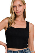 Load image into Gallery viewer, Ribbed Square Neck Cropped Tank Top
