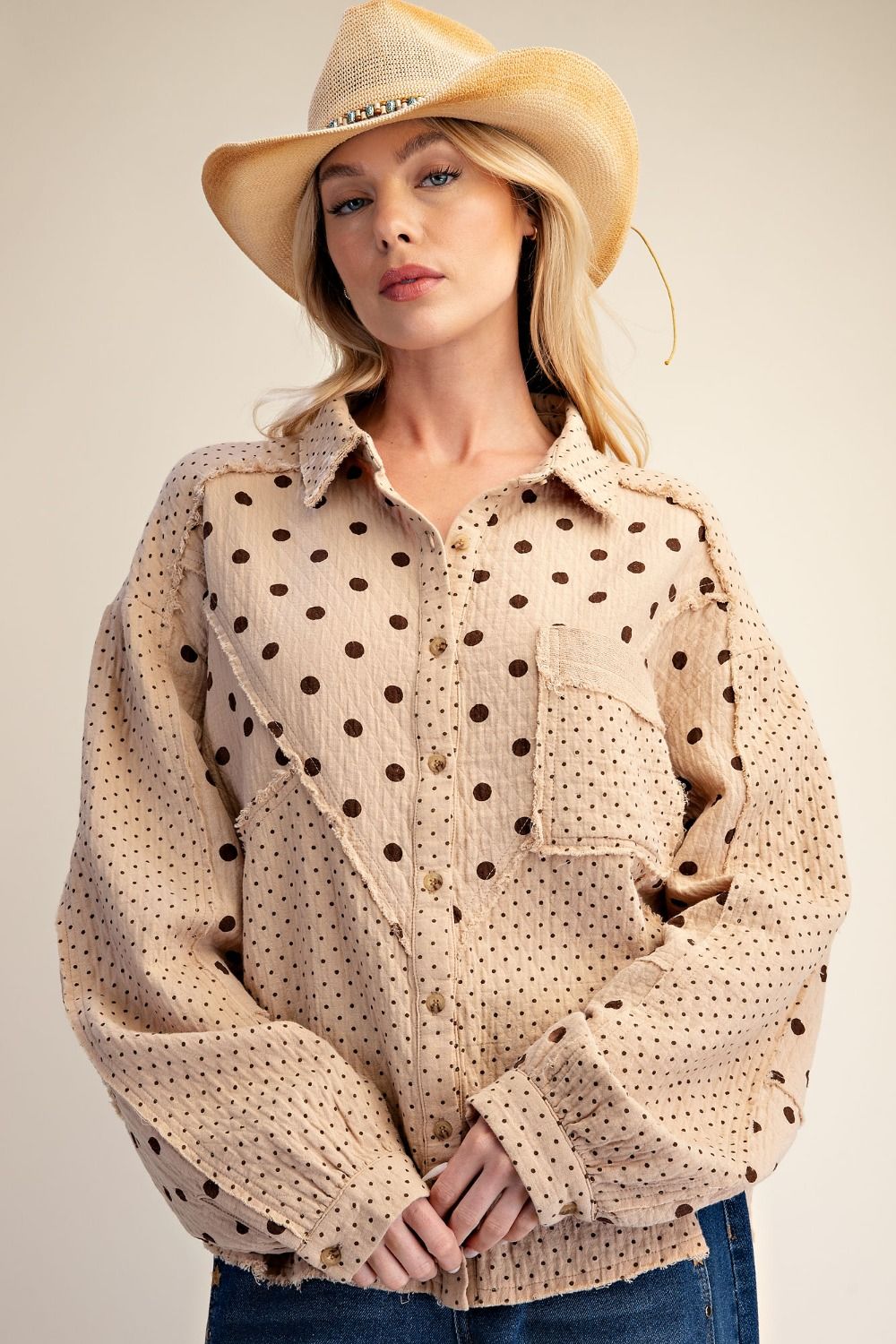Dotty About You Gauze Button Down