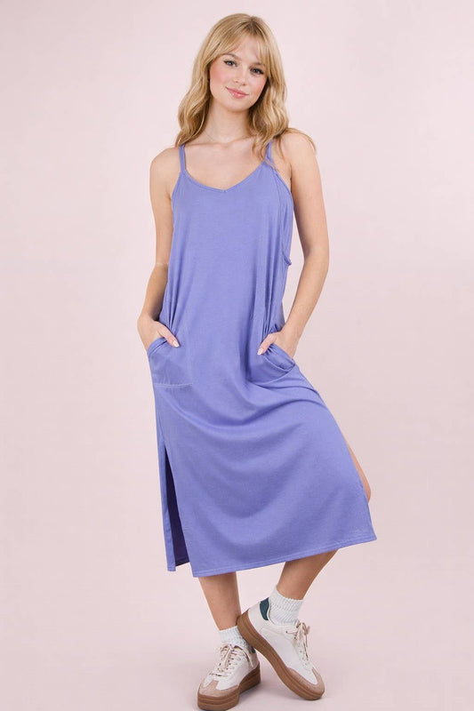 Bluesy Sleeveless Casual Comfy Midi Dress