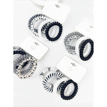 Load image into Gallery viewer, Black and White Multi Design Spiral Hair Ties
