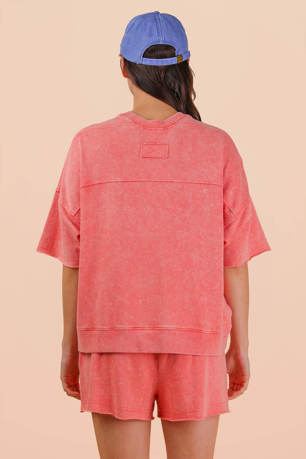 Mineral Washed Knit Casual Top & Shorts