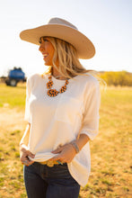 Load image into Gallery viewer, Racquel Half Sleeve Relaxed Pocket Blouse
