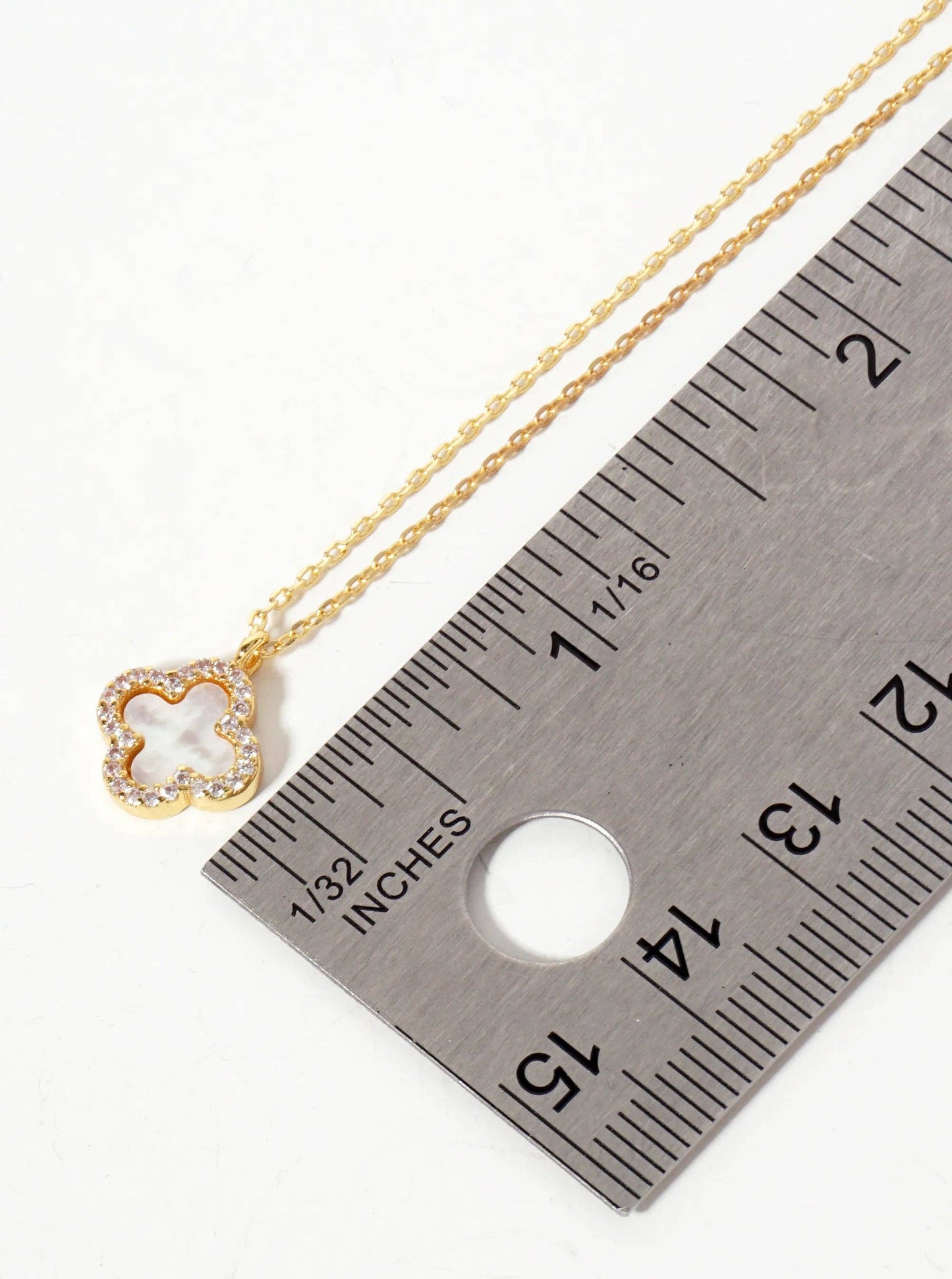 18K Gold-Dipped Brass Quatrefoil Pendant with CZ