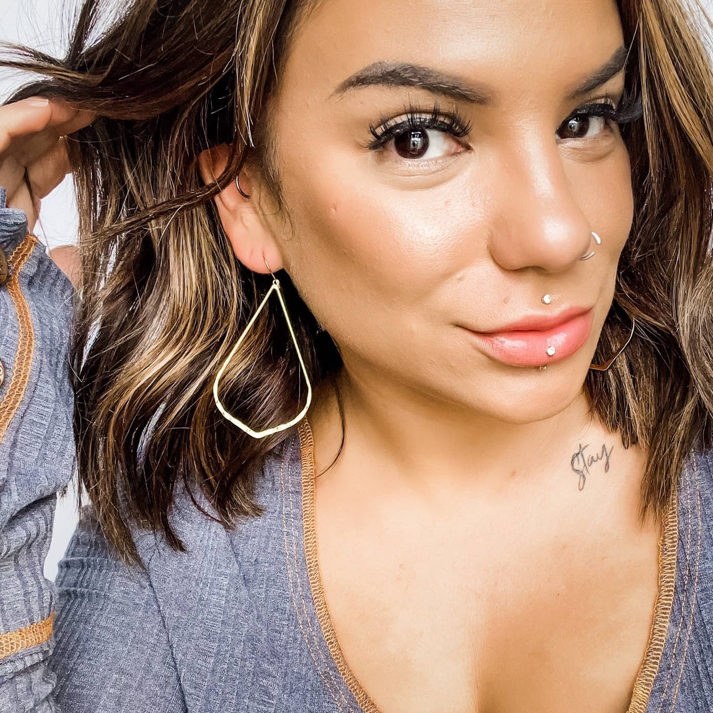Follow Me- Gold Teardrop Dangle Earrings