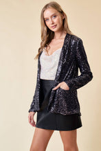 Load image into Gallery viewer, OPEN FRONT SEQUIN BLAZER W/ FRONT POCKET
