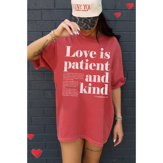 LOVE IS PATIENT AND KIND OVERSIZED MINERAL GRAPHIC TEE