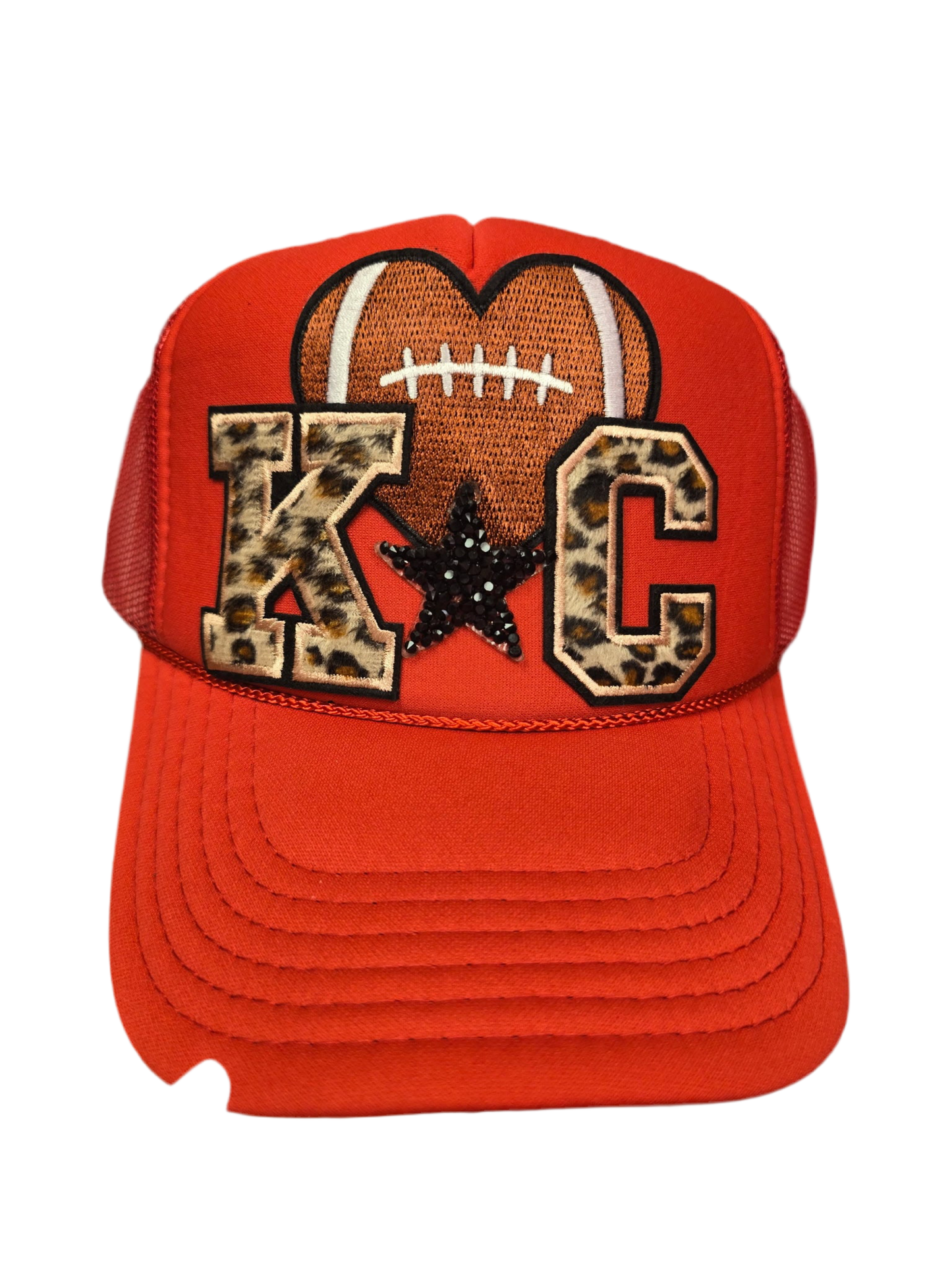 Heart Football Leopard KC Chiefs Trucker Hat