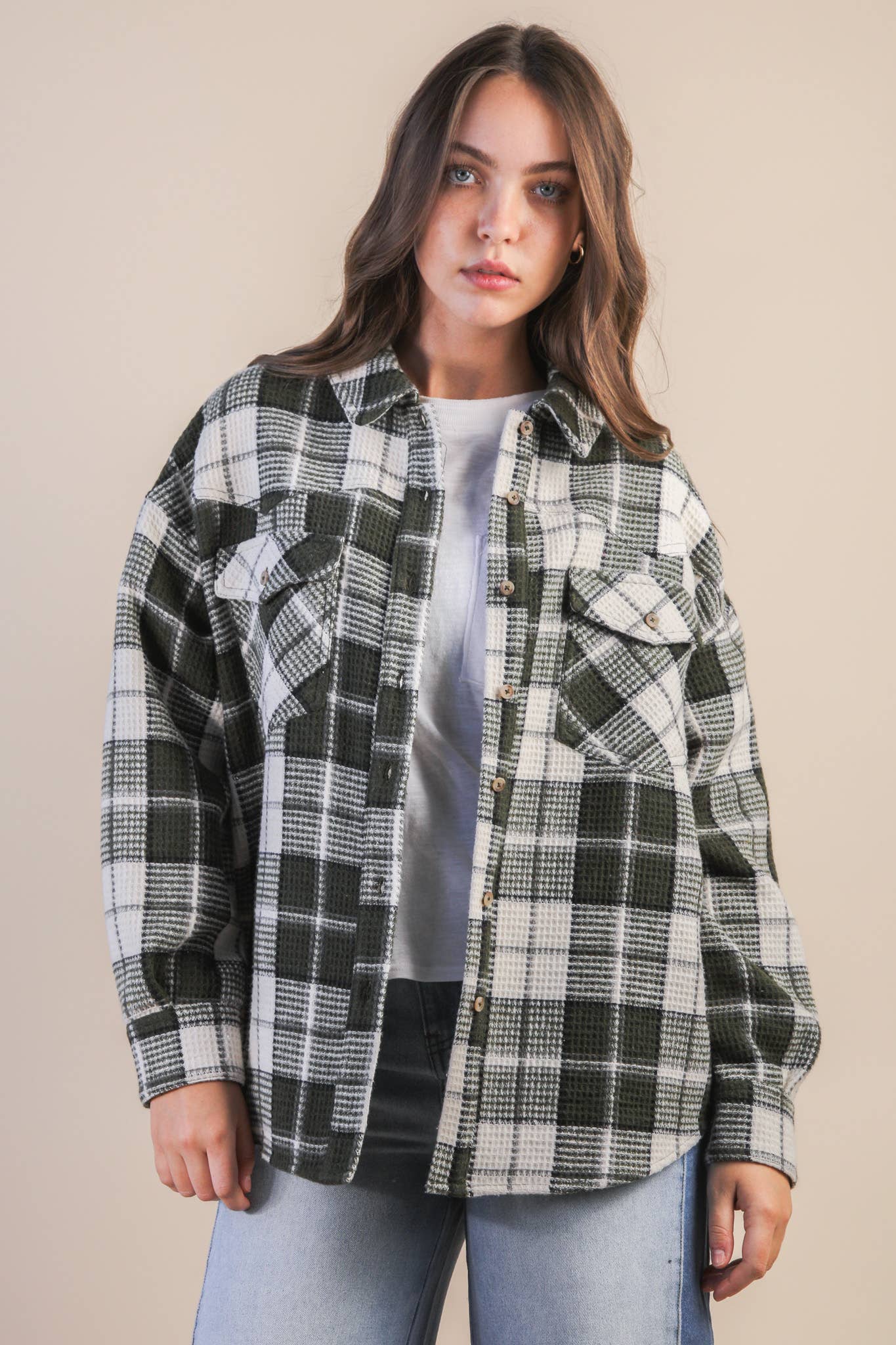 Jenna Oversized Checkered Casual Flannel Shacket