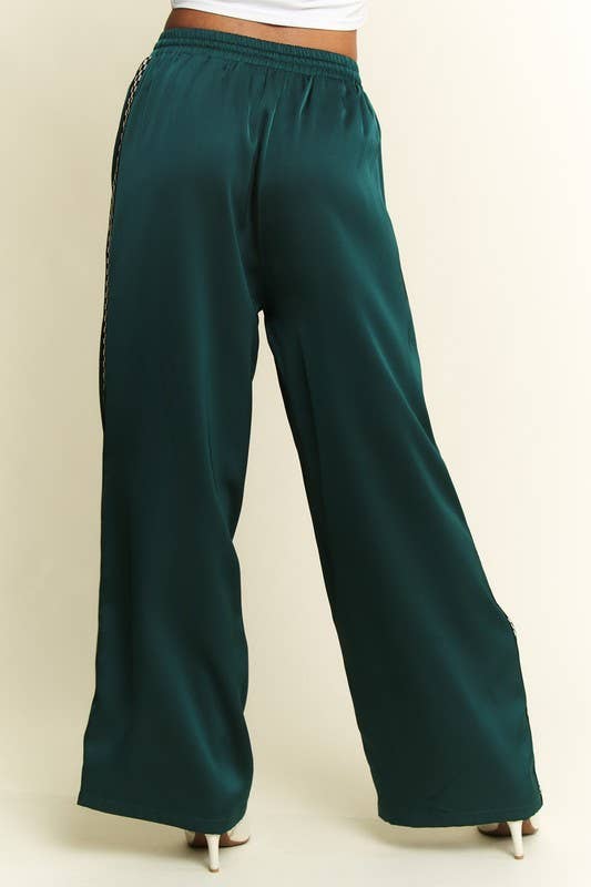 SATIN SWEATPANTS WITH SIDE CHECKERBOARD TAPE