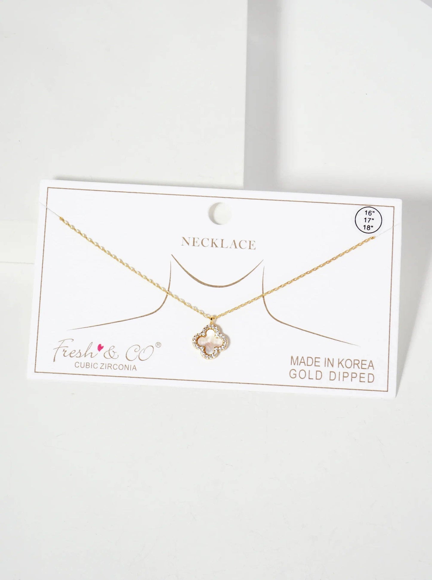 18K Gold-Dipped Brass Quatrefoil Pendant with CZ