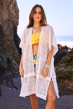 Load image into Gallery viewer, PLUS SQUARE-LACE FRINGE TRIM OPEN FRONT KIMONO
