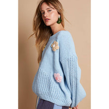 Load image into Gallery viewer, Celeste Balloon Sleeve Floral Patches Sweater
