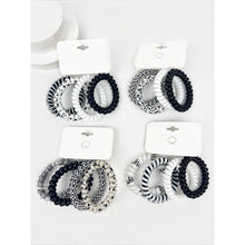 Load image into Gallery viewer, Black and White Multi Design Spiral Hair Ties
