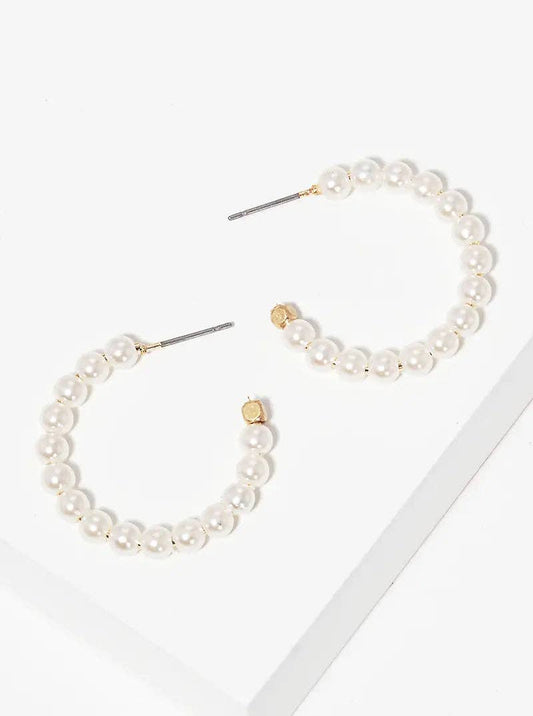 20Mm Acrylic Pearl Round Hoop Earrings