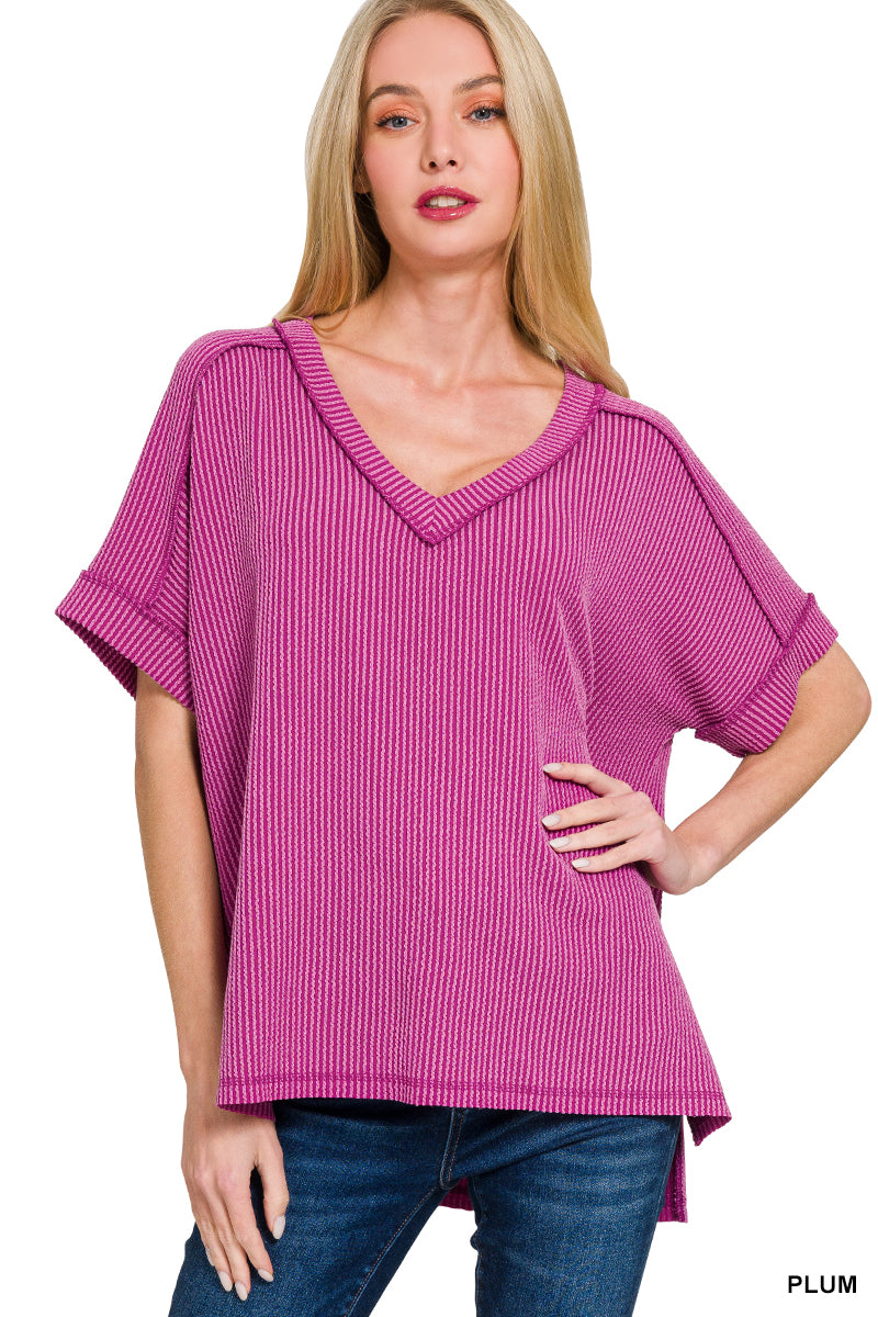 Cozy Ribbed V-Neck Top