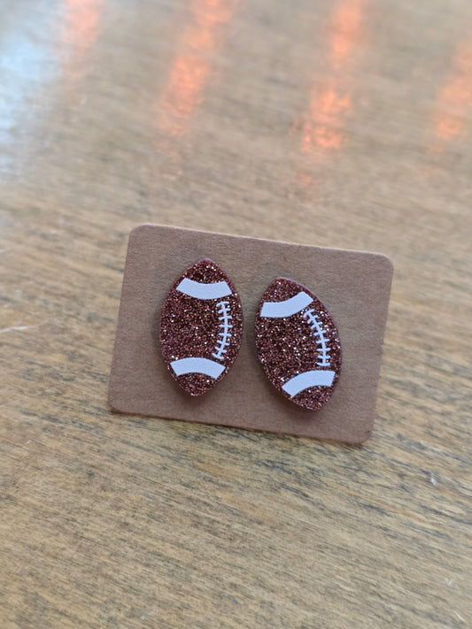 Glitter Football Stud Earrings