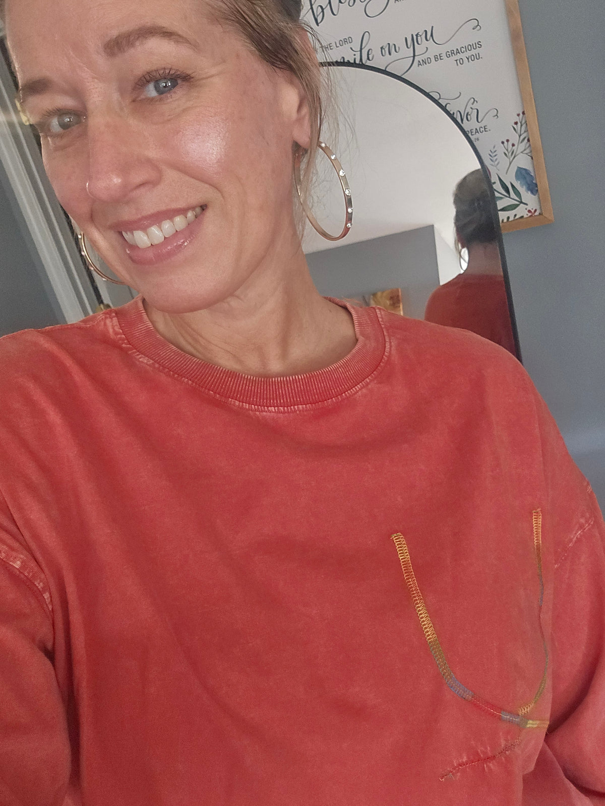 Boho Red Terry Oversized Top