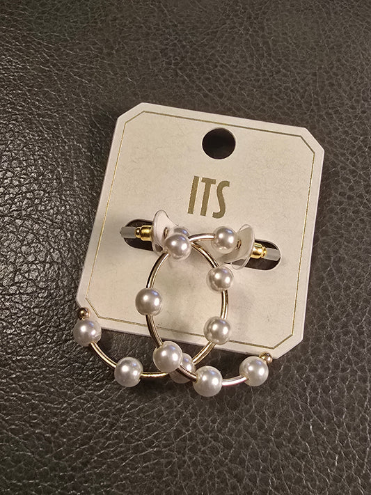 Golden Pearl Hoop Earrings