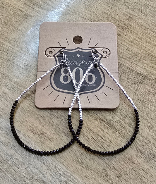 806 Midnight Spark Beaded Hoops
