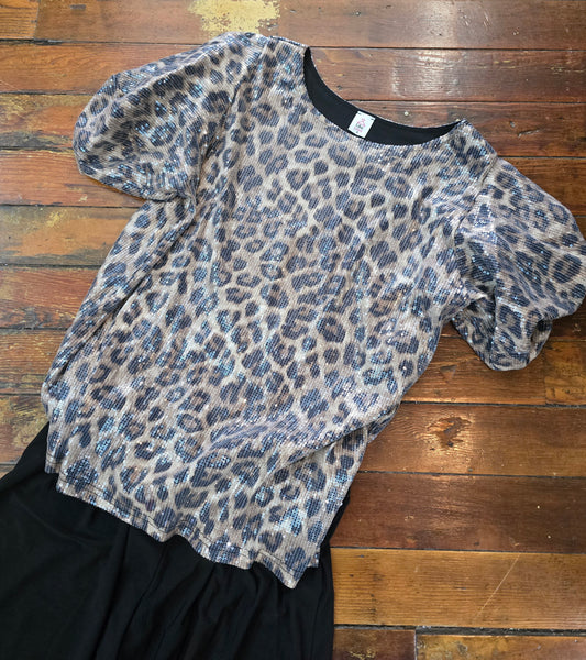 Shayna Leopard Puff Sleeve Top