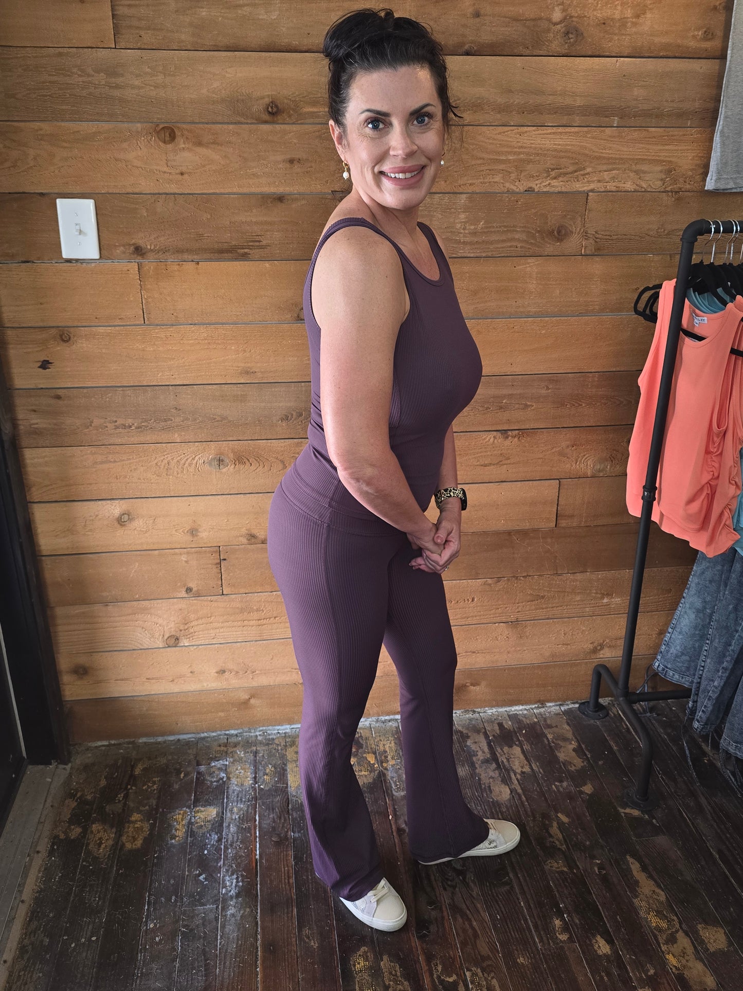 Paula Plum Ribbed Yoga Pants