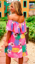Load image into Gallery viewer, Truly Tropical Off the Shoulder Pink Dress

