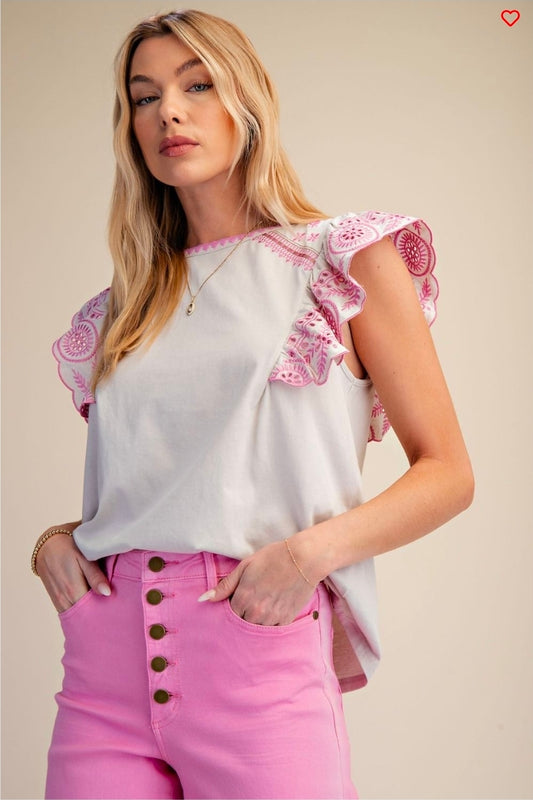 Tasha Embroidered Cap Sleeve Top