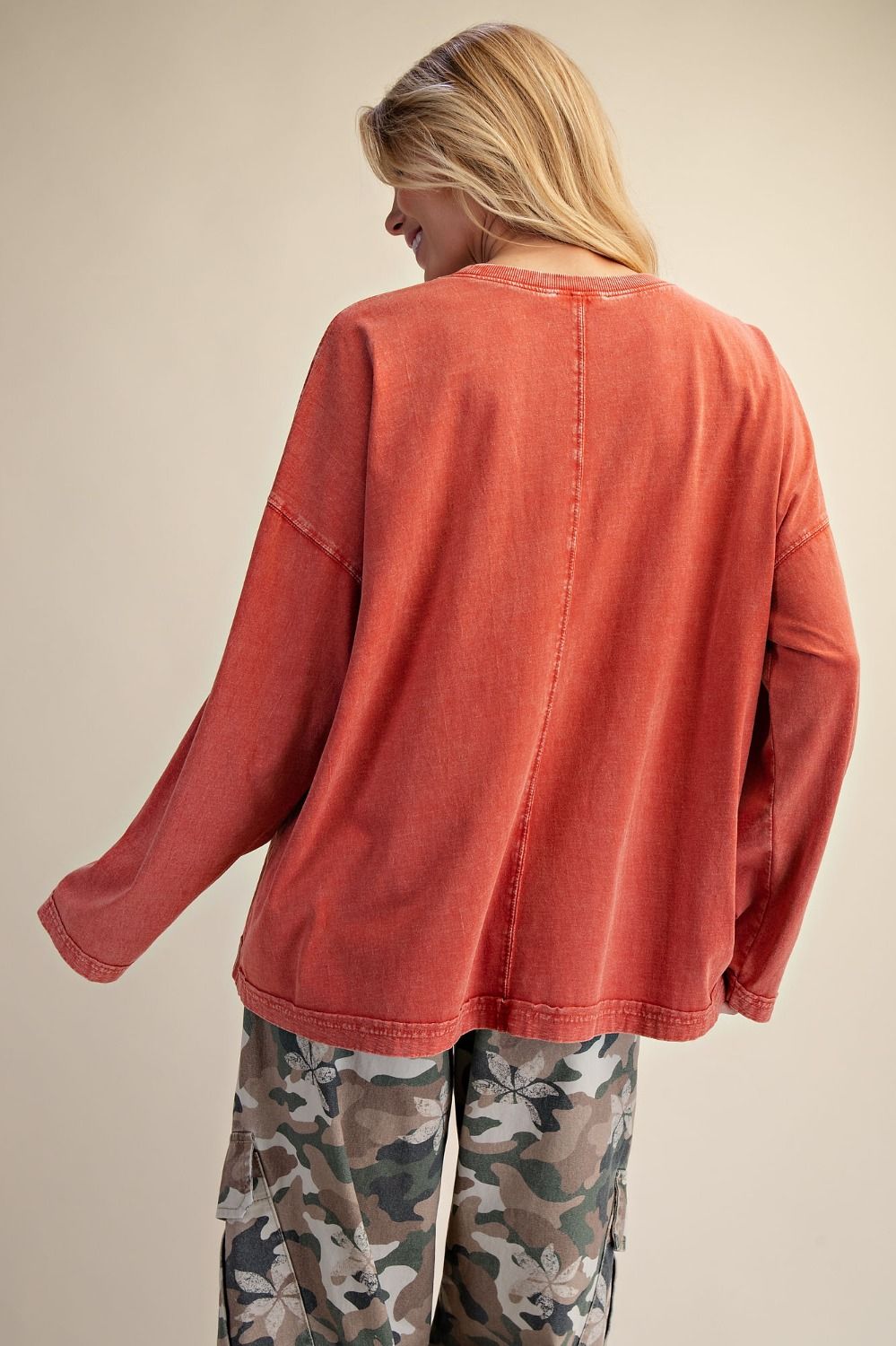 Boho Red Terry Oversized Top