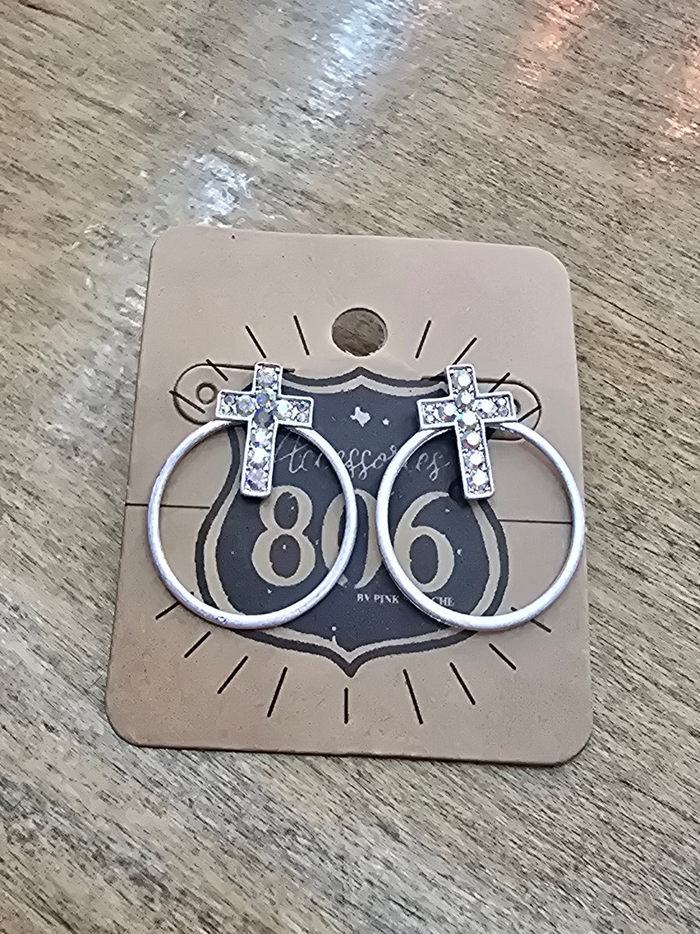 806 Crystal Cross Earrings
