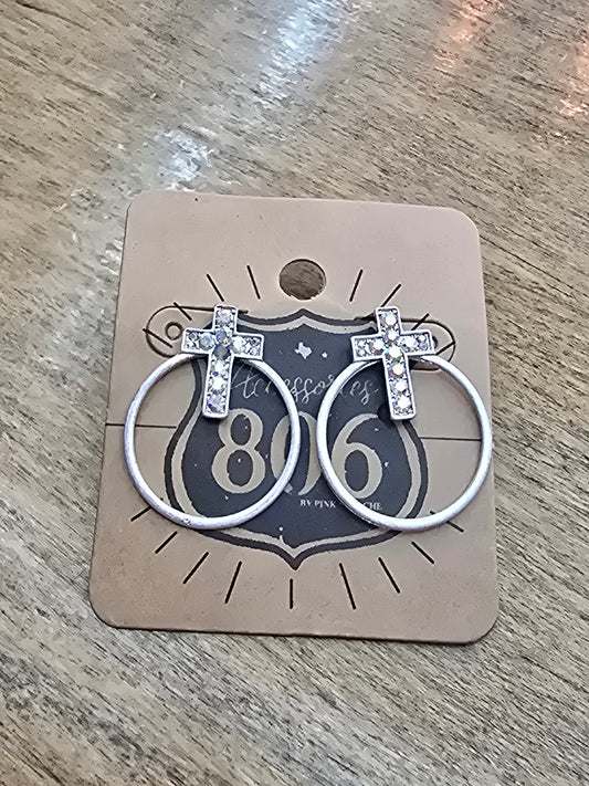 806 Crystal Cross Earrings