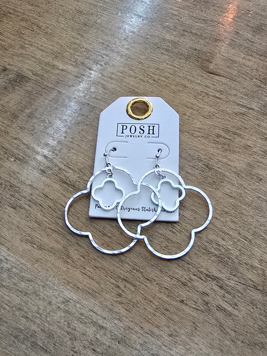 Posh Matte Silver Clover Earrings