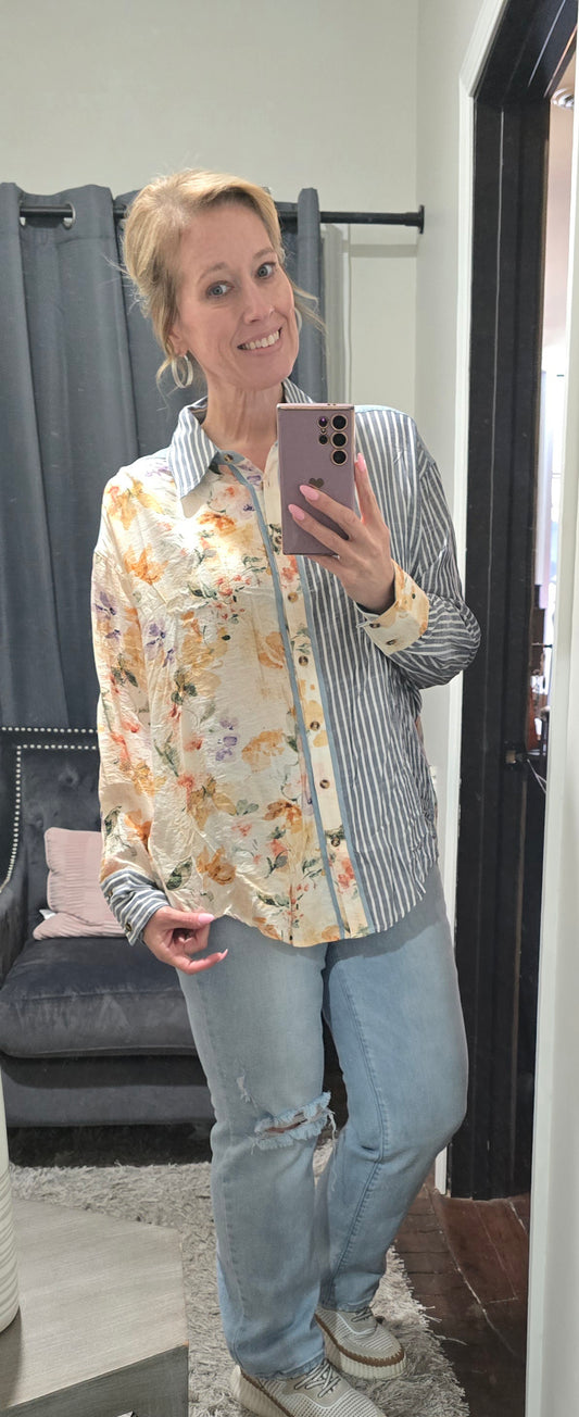 Mixed Emotions Button Down Top