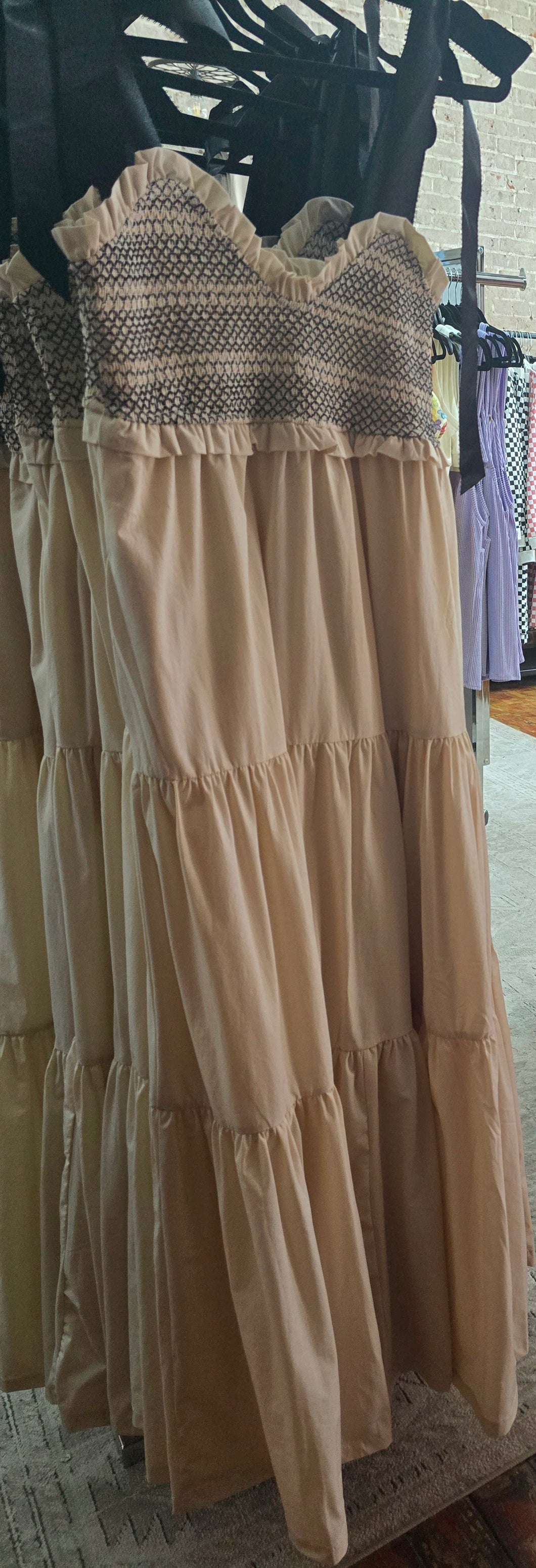 Hannah Contrast Smocked Bodice Dress