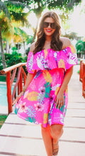 Load image into Gallery viewer, Truly Tropical Off the Shoulder Pink Dress
