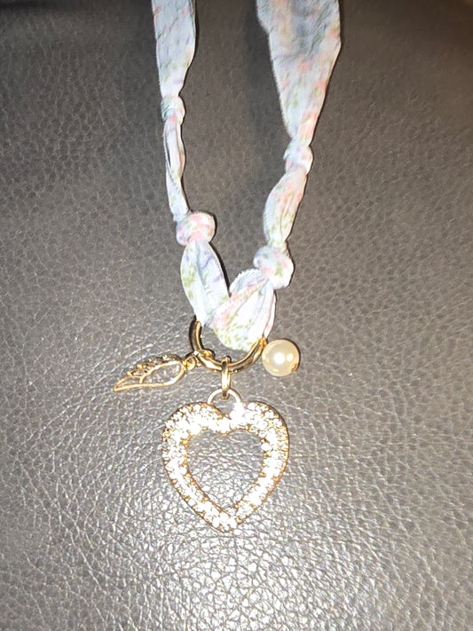Sparkly Heart Scarf Necklace