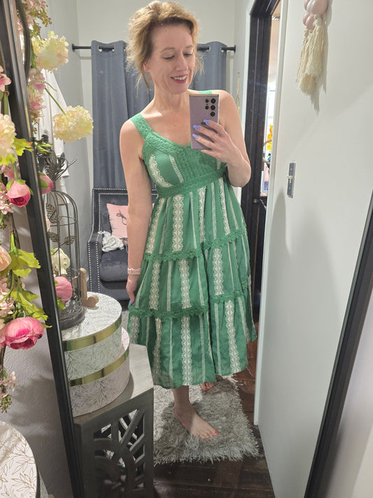 Verde Smocked Bodice Dress