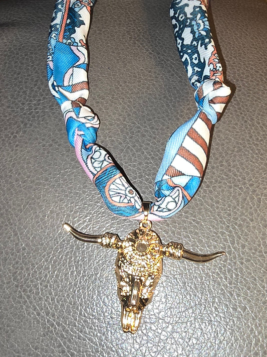 Golden Steer Scarf Necklace