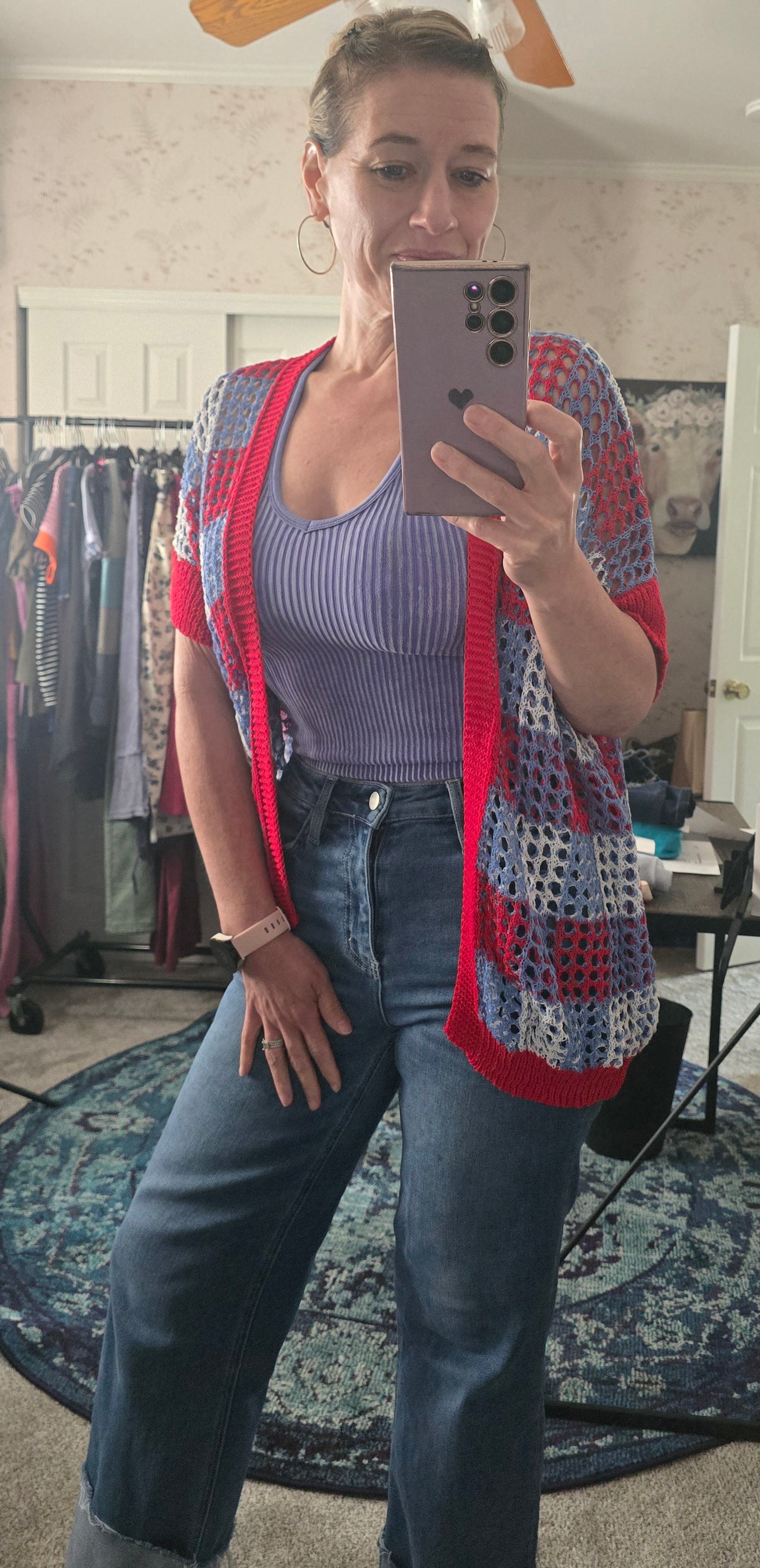 USA Checker Board Cardigan