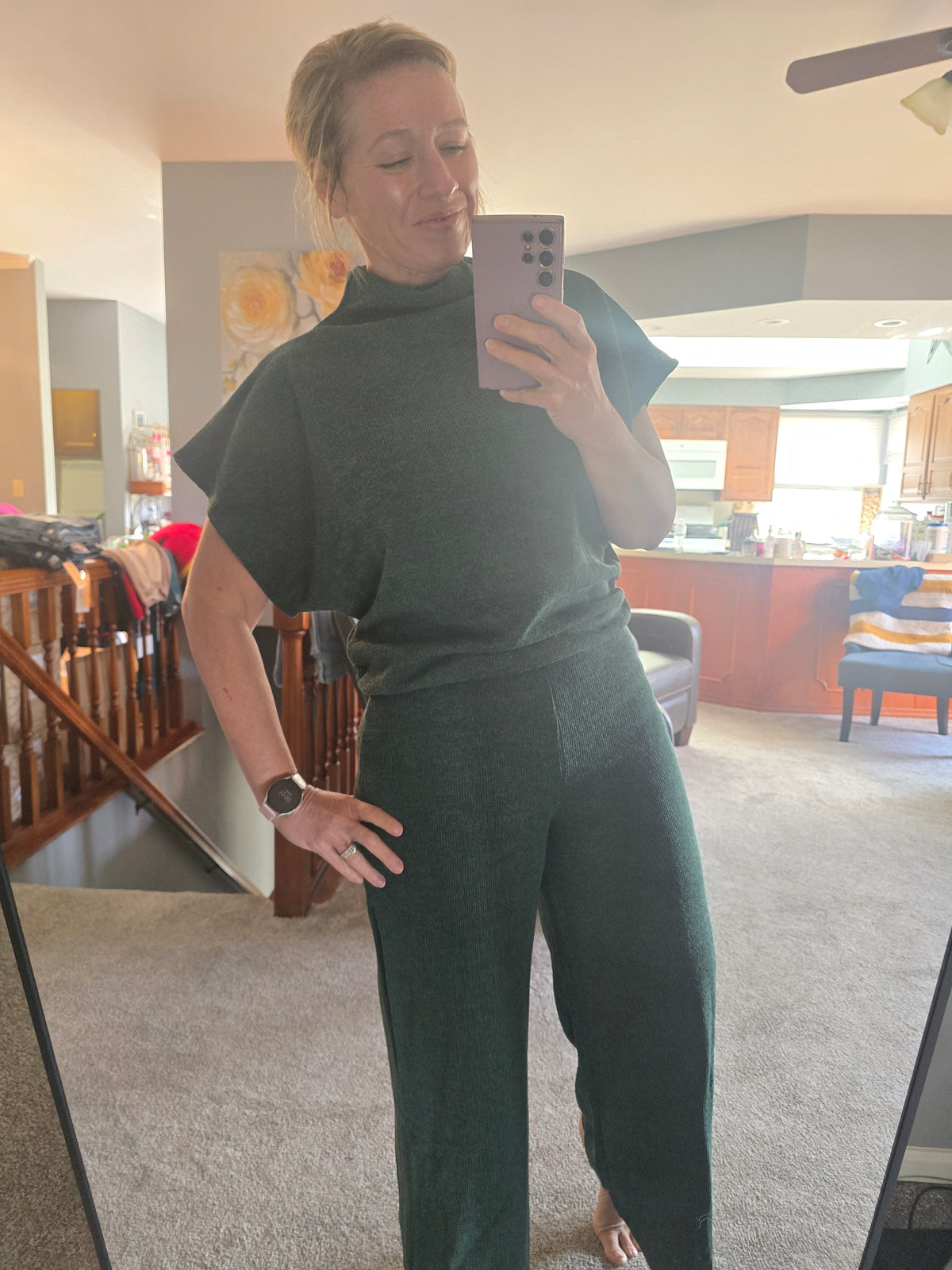 Evergreen Elegance Wide Leg Pant Set